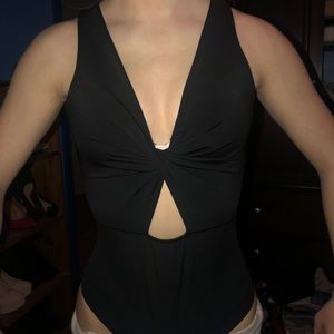 Black body suit cute style in front